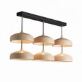 Moderne hängelampe mit 6 lampenschirmen aus holz in schwarz und beige 100 x 25 x 15cm