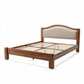 Bettgestell aus Holz mit gepolstertem Kopfteil 200 x 160 x 40cm braun
