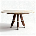 Runder esstisch mit marmorplatte und holzbeinen 120 x 120 x 75cm